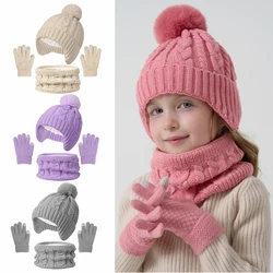 Gorro de punto con bufanda y guantes forro polar para niños