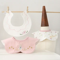 Baberos impermeables para bebés, Baberos con patrón bordado para bebés, Baberos cómodos para recién nacidos, Baberos de algodón cómodos para regalo, 3 uds.