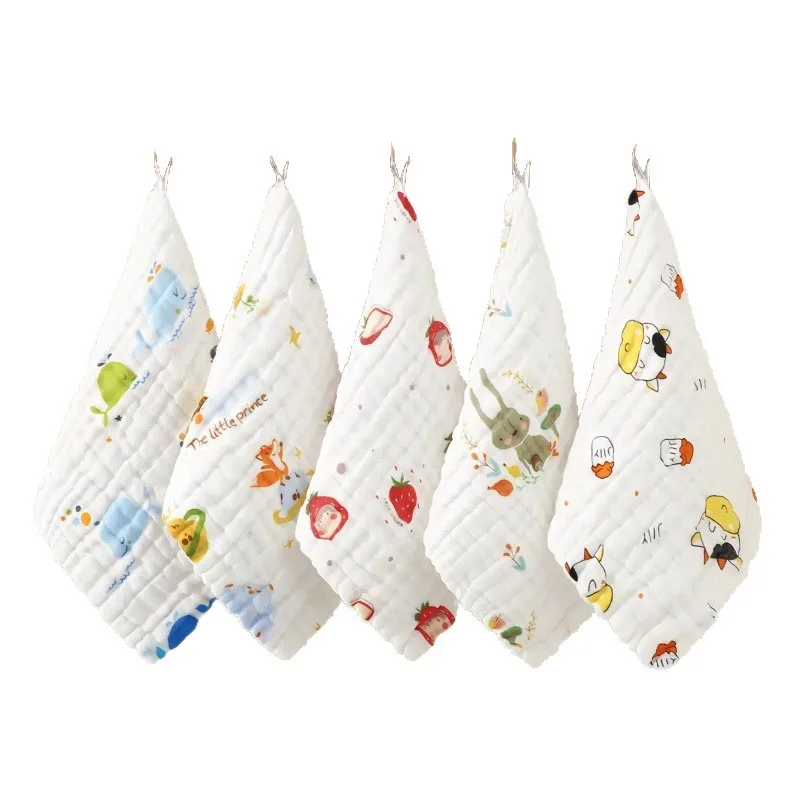 Toalla cuadrada para bebé, toalla para la cara seersucker de alta densidad de algodón de 6 capas, toalla para saliva de bebé, toalla súper suave para saliva de bebé recién nacido - imagen 5