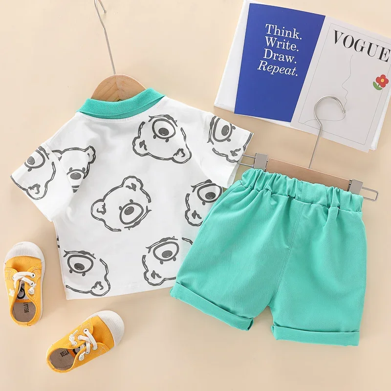 Conjunto verano bebé y niñas: camiseta con dibujo y pantalón corto