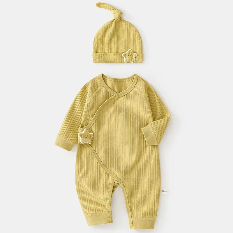 Conjuntos de 2 piezas de ropa para niño y niña, monos de manga larga de algodón con dibujos animados + sombrero, peleles para bebé, artículos para recién nacidos B248