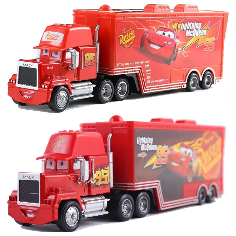 Disney Pixar coche 3 camión de juguete modelo Lightning McQueen Jackson coche en miniatura de aleación King Mike tío 1:55 camión remolque modelo juguete regalos - imagen 2
