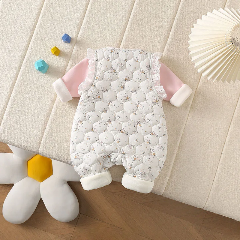 MILANCEL, nuevos peleles de invierno para bebé, lindos Tops rosas infantiles + conjunto general Floral, prendas de vestir para niñas pequeñas, traje - imagen 4