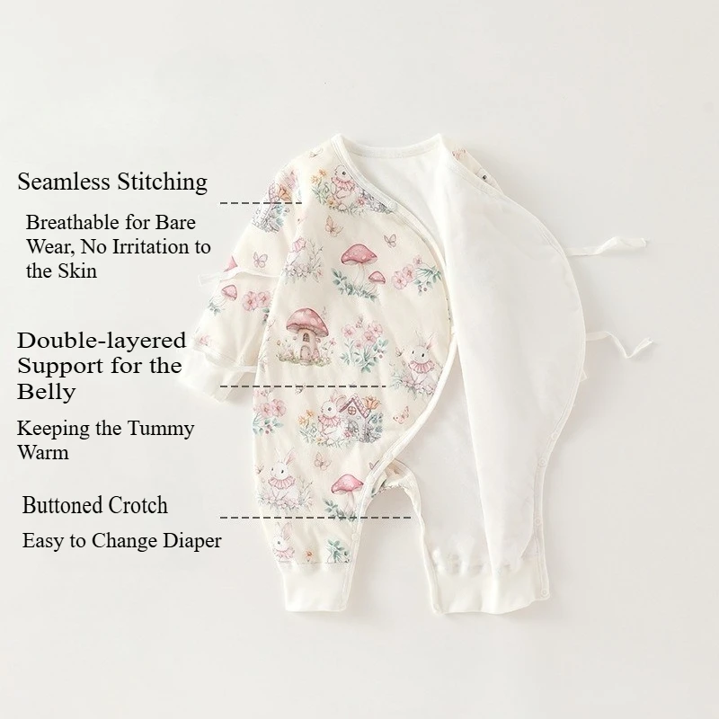 Mono de manga larga con babero de algodón para bebé – Otoño e invierno - imagen 3