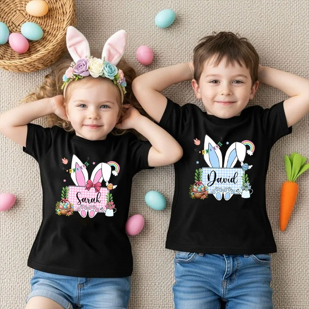 Camiseta personalizada de Pascua con conejito para niño - imagen 4