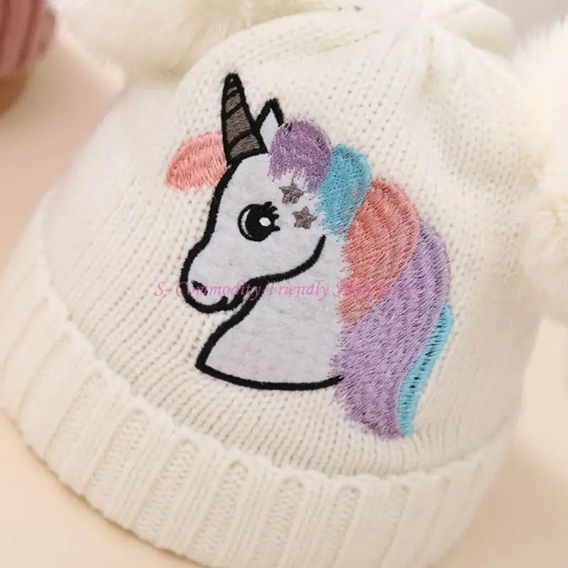 Gorro de punto con pompón y bordado para bebé en invierno - imagen 5