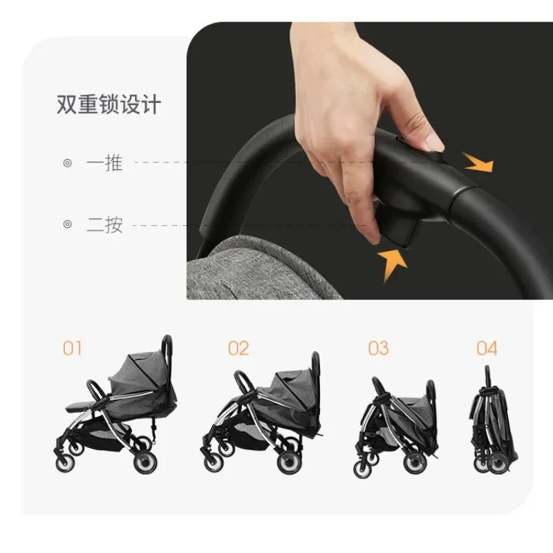 Cochecito de bebé ligero, portátil, plegable, puede sentarse en tumbarse, carrito de paraguas para bebé, cochecito multifunción de extremo automático - imagen 5