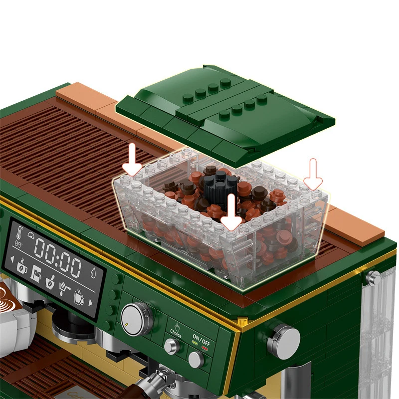 Máquina de café Vintage 928p, bloque de construcción, cafetera manual de imitación clásica, decoración de escritorio, ladrillos para niños, juguetes para adultos - imagen 4