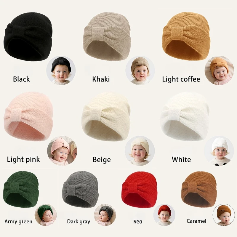 1 pieza 2025 nuevo invierno simplicidad gorro para recién nacido INS Color sólido europeo lindo niño tejido Crochet capó suave cálido sombrero - imagen 4