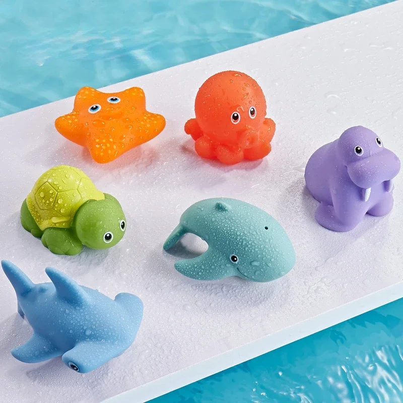 Juguetes de baño de animales para niños y niñas, juguetes flotantes de agua, Sensor de goma suave, juego de Ducha - imagen 2
