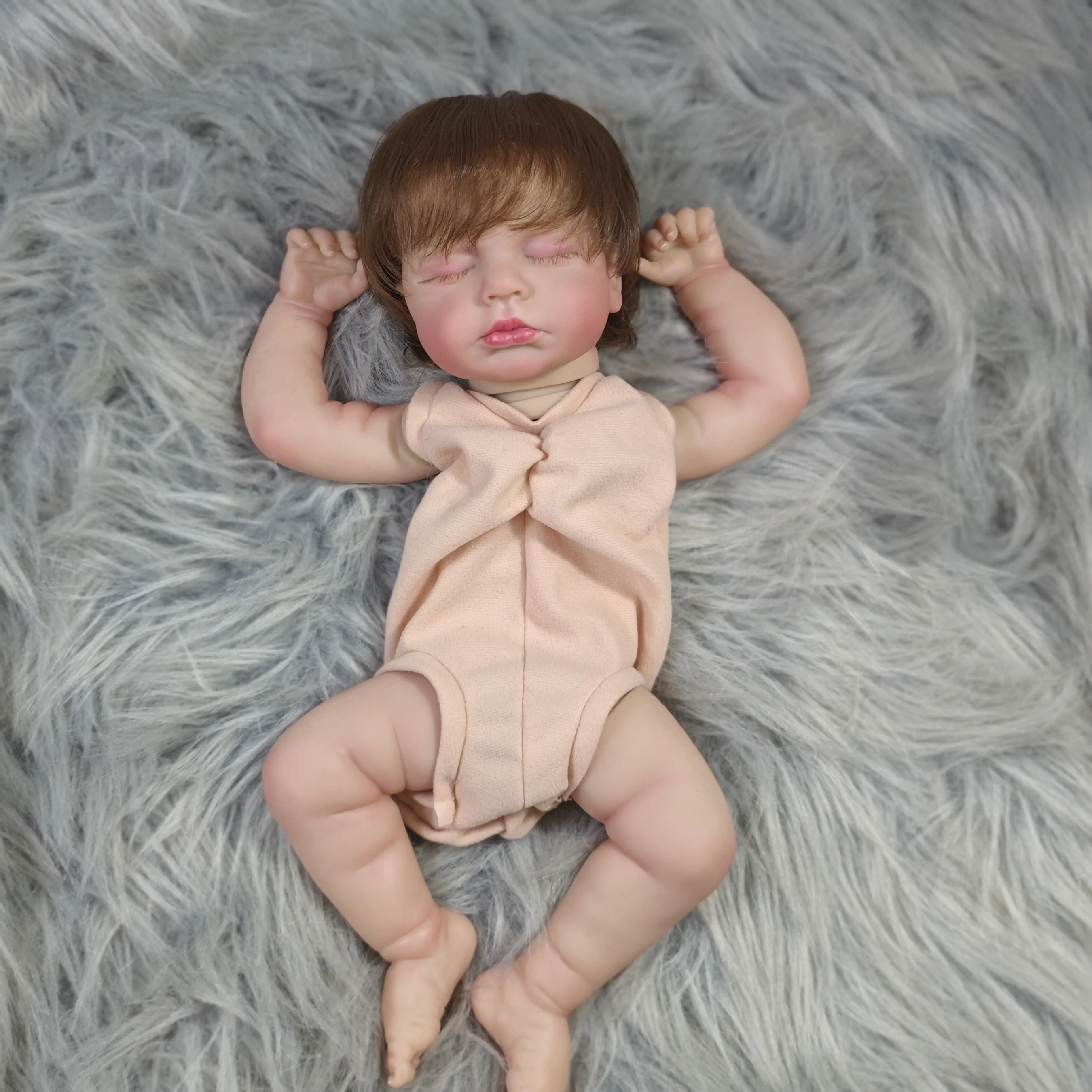 LouLou-Kit de muñeco realista pintado de 20 pulgadas, con pelo enraizado a mano, piel pintada en 3D, sin montar, piezas de vinilo hechas a mano - imagen 5