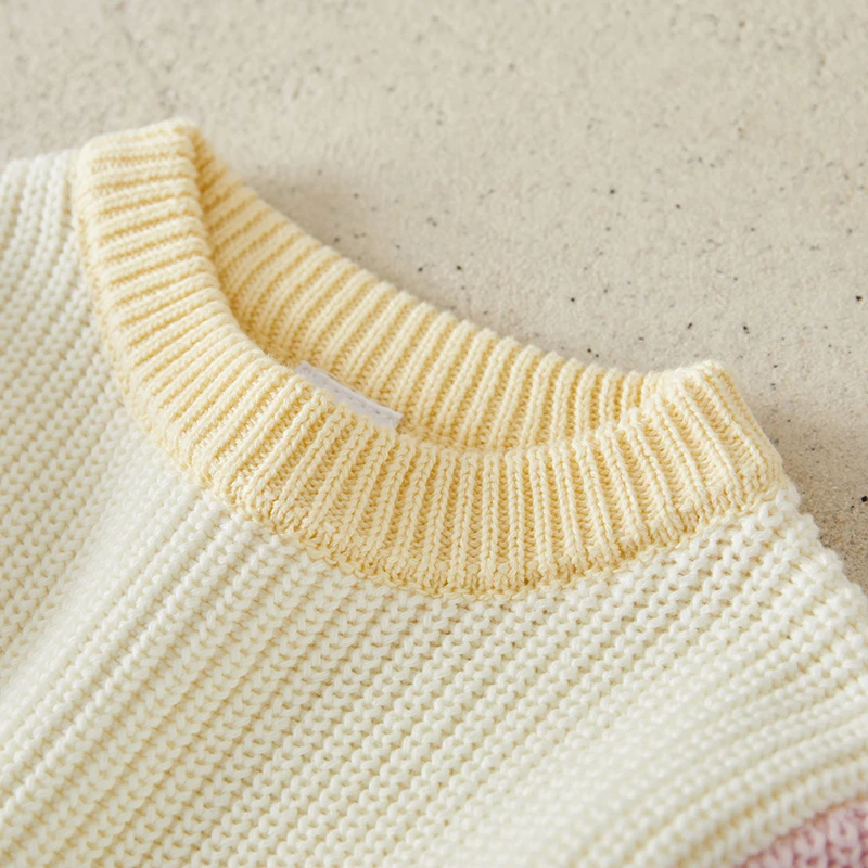 Suefunskry, suéter para niños y niñas, jerseys de manga larga con cuello redondo y contraste de Color a la moda, Tops informales para Otoño e Invierno para bebés - imagen 4