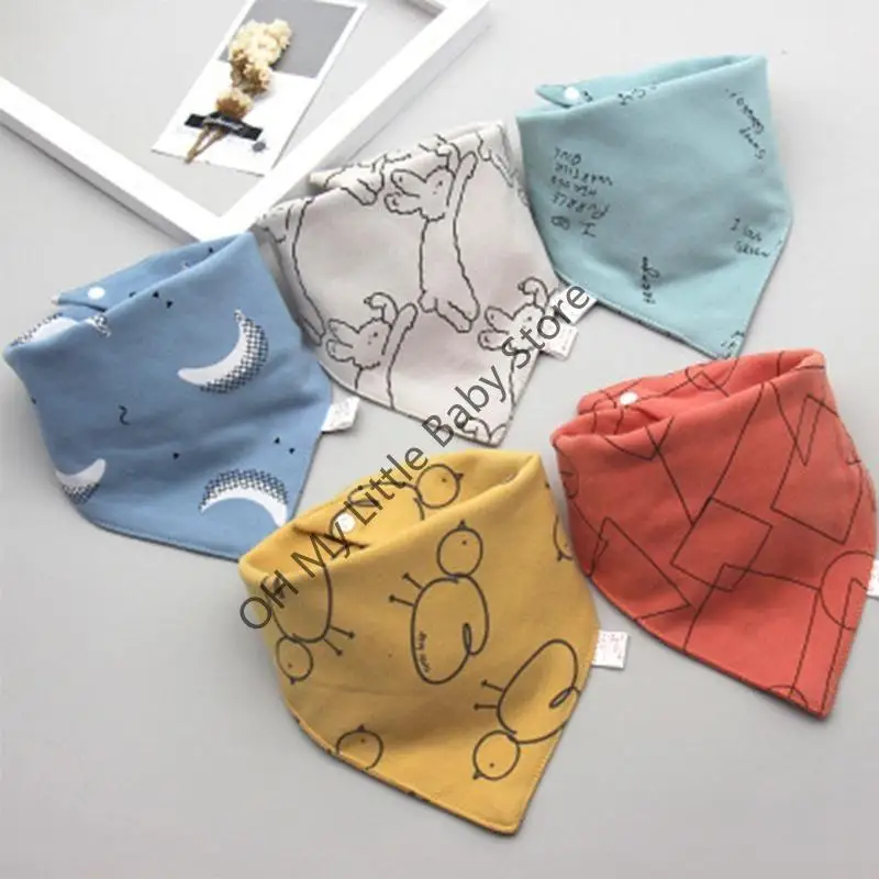 M76C 5 uds. Baberos para alimentación bebé, toalla para Saliva para bufandas triangulares, Bandana, Baberos algodón suave, - imagen 4