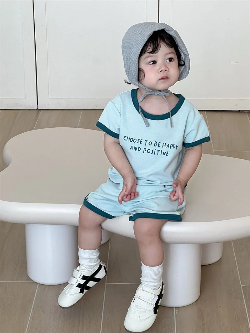 MILANCEL, nuevo conjunto de ropa de verano para bebé, 9M-3T, bonito traje de bloque de Color con letras para niñas, prendas de vestir finas y holgadas para niños pequeños, 2 uds. - imagen 5