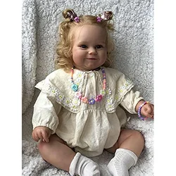 Muñeca bebé Maddie pelo rubio enraizado cuerpo suave