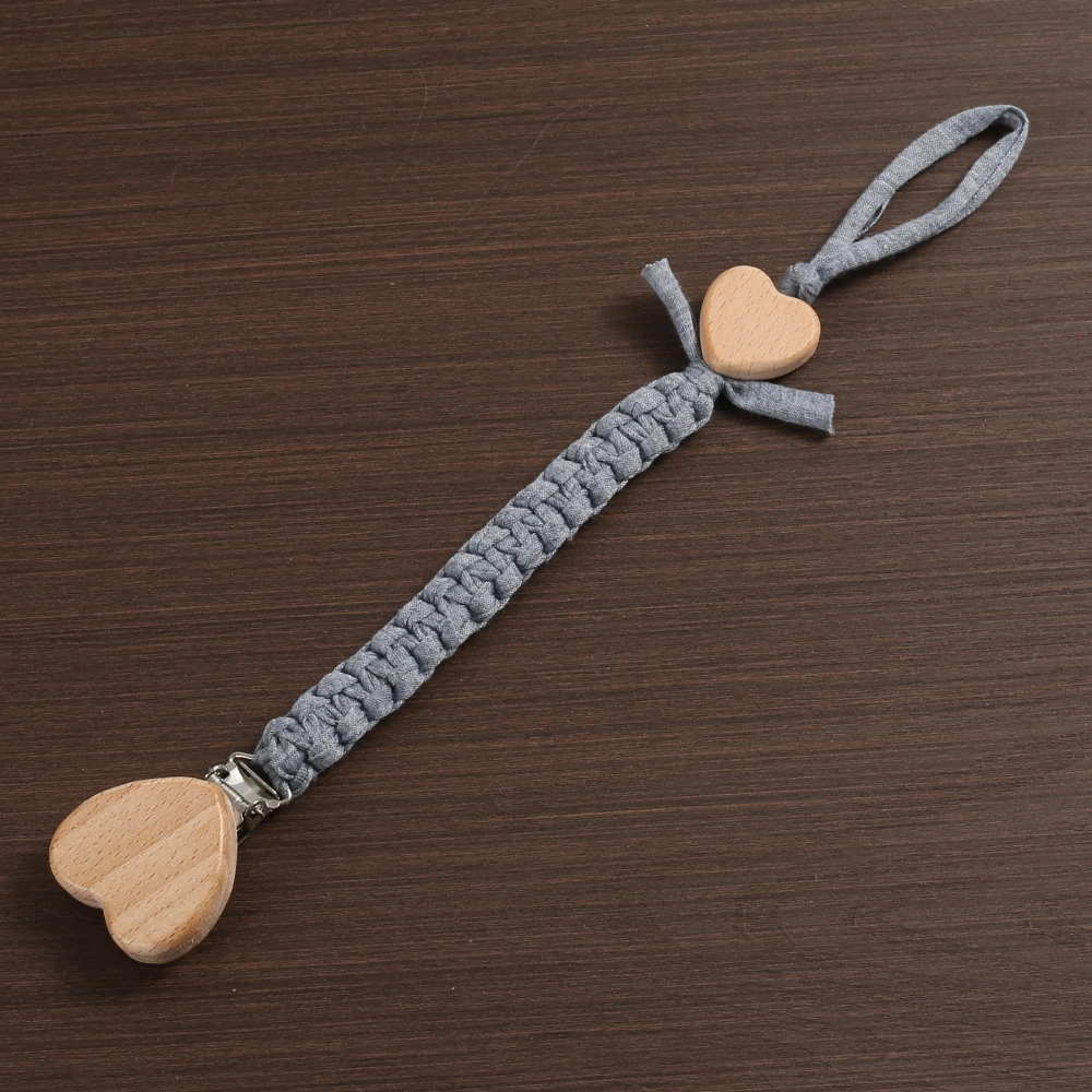 Nuevo colgante de cadena tejida para chupete para el cuidado de los dientes, soporte para pezones de madera, Clips de cadena para chupete, mordedores para accesorios de bebé - imagen 5