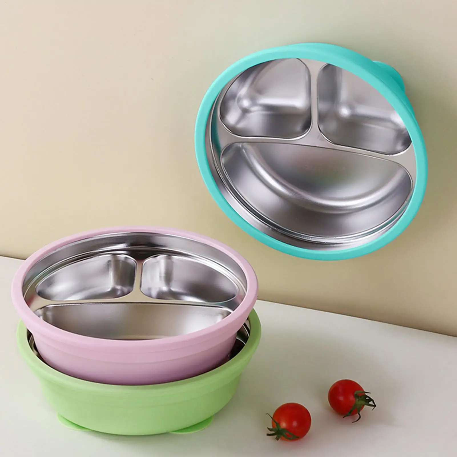 Plato dividido para niños pequeños, utensilios para niños pequeños, platos de alimentación para bebés, cuenco de alimentación para niños resistente a caídas para llevar, cuidado del jardín de infantes - imagen 2