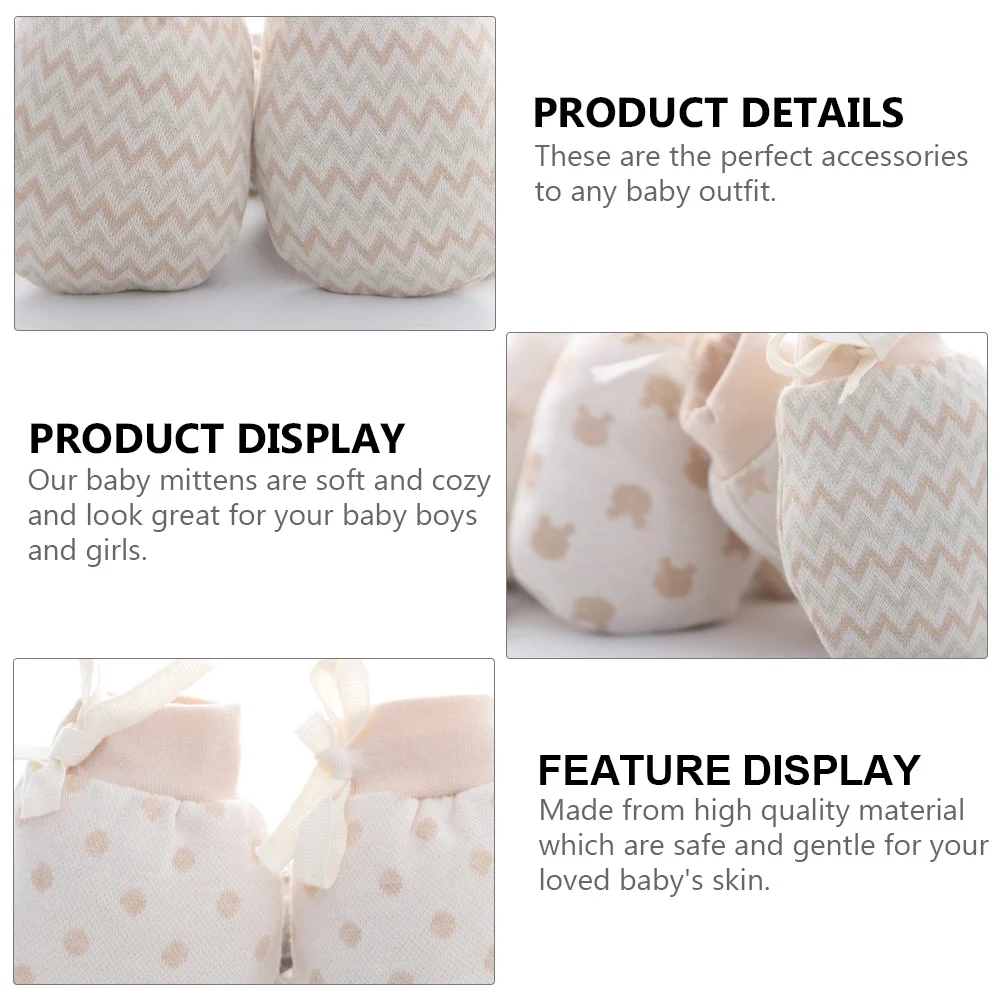 4 pares de guantes antiarañazos para bebé, manoplas cálidas de invierno, guantes de protección infantil de algodón suave para recién nacido, muñeca ajustable - imagen 3