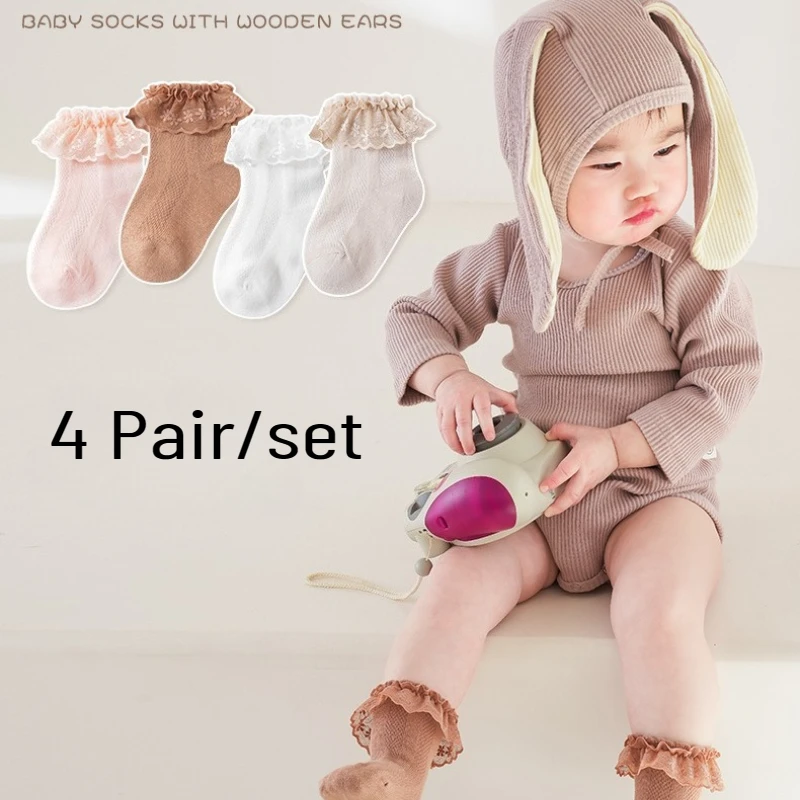 Calcetines con volantes para bebé niña de algodón hasta pantorrilla - imagen 2