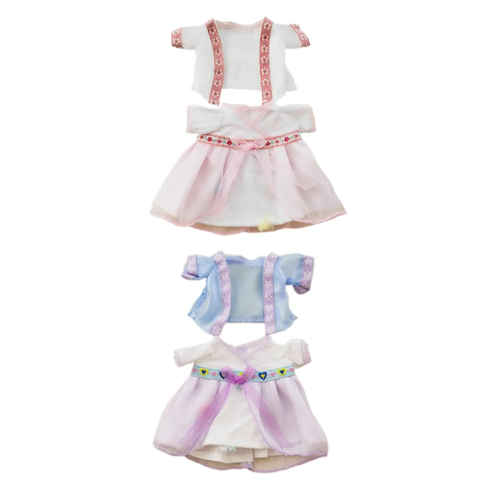 2x Dolls Chinese Ancient Skirt Handmade Clothing for 7.8