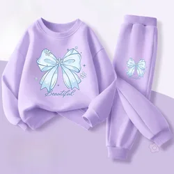 Jersey deportivo para niña, pantalones largos de manga larga, conjunto de dos piezas, conjunto de ropa transpirable para niño, trajes informales elegantes para niño