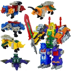 Figuras de acción Megazords Dinozords, juguetes de transformación, Robot de deformación, regalos para niños, 5 en 1