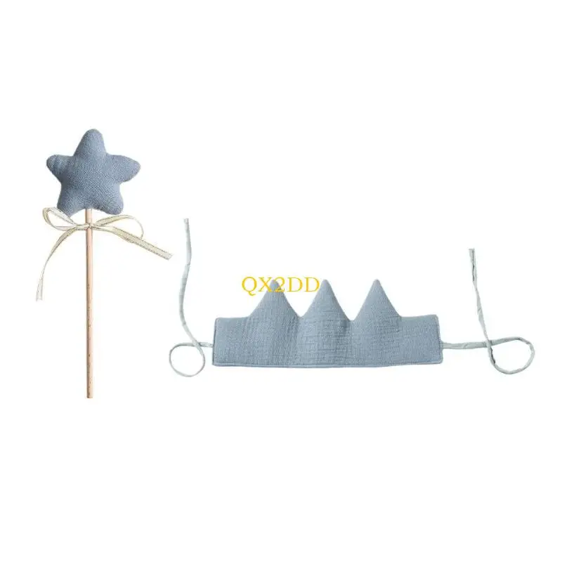 QX2D Diadema con Princesa, Varita Estrella, Adorno para Cabello, Accesorios fotografía para recién Nacidos - imagen 2