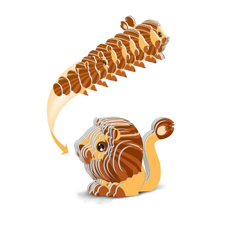 Rompecabezas 3D DIY con tema Animal, León, Tigre, conejo, modelo de juguete de papel de dibujos animados, montaje de Aprendizaje Temprano para niños, rompecabezas tridimensional - imagen 4