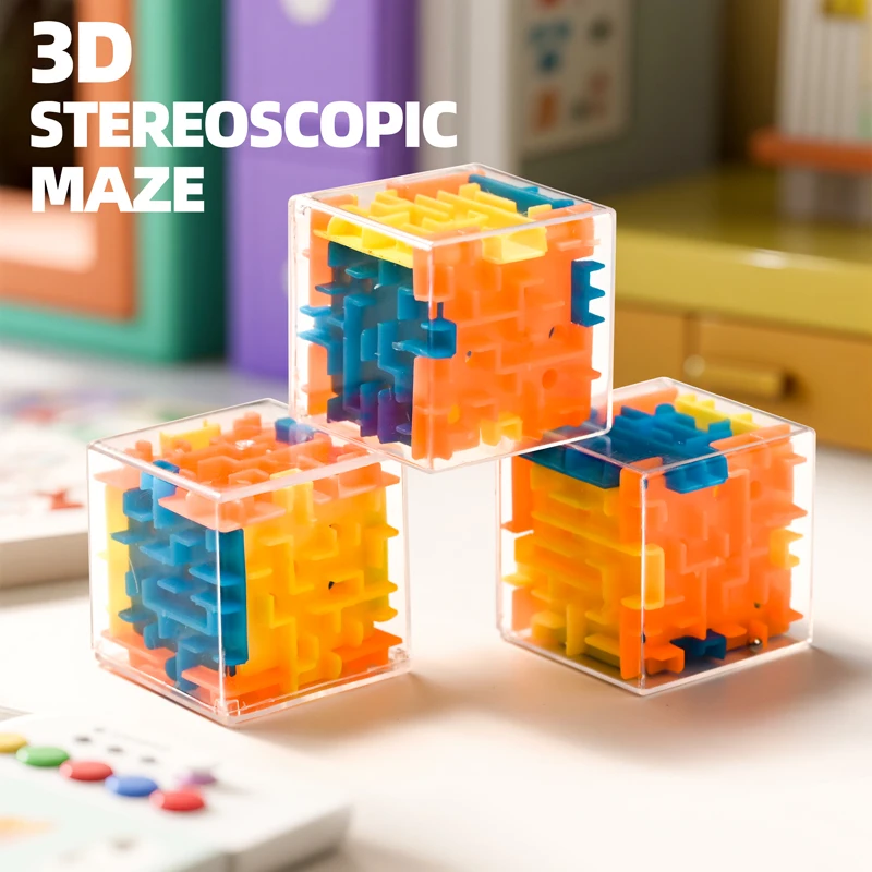 1-3 uds laberinto 3D cubo mágico rompecabezas transparente de seis caras cubo de velocidad bola rodante niños juguetes educativos para aliviar el estrés regalos - imagen 3