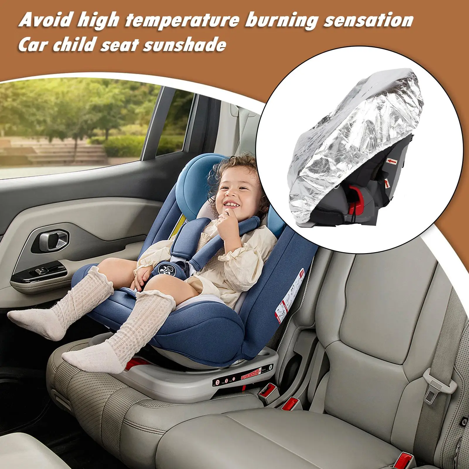 Funda de asiento de coche para bebé, funda de asiento de coche para bebé, protector de protección UV plegable de verano para SUV, RV, camión, cochecito de bebé, refrigeración de verano