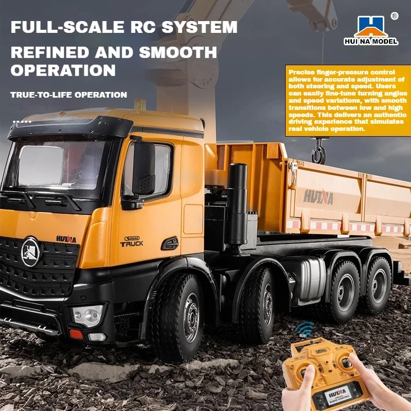 Huina 1538 RC camión volquete 26CH 1/14 2,4G Control remoto aleación madera Grapplo ingeniería vehículo construcción Tractor juguetes regalo - imagen 4