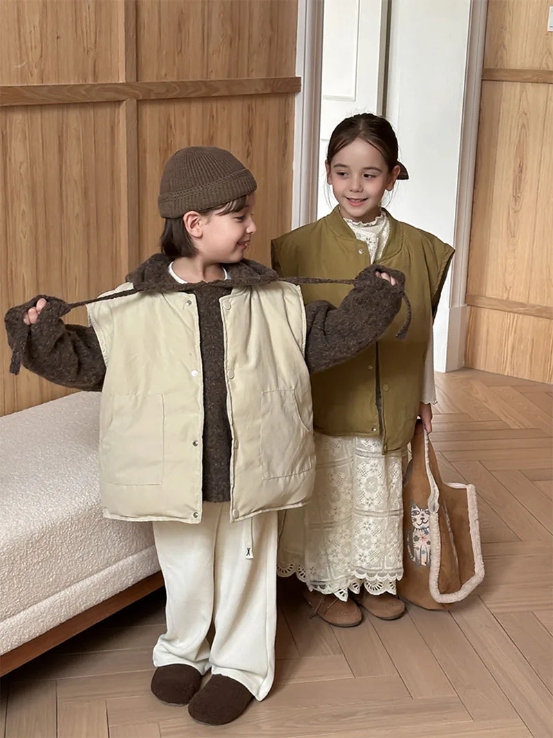 MILANCEL nuevo chaleco de invierno para niños 2-7T Color sólido cálido chaqueta sin mangas para niñas chaleco acolchado de lana para niños coreanos