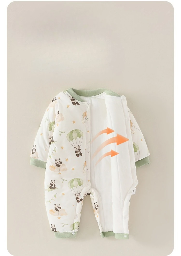 Somenie-mono de bebé con relleno de invierno, mono cálido y grueso, pijamas con estampado bonito para niños y niñas, mono suave y cómodo para recién nacidos - imagen 3