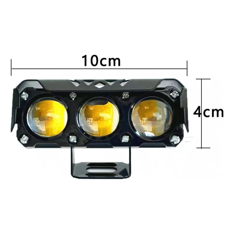 Focos LED para motocicleta, blanco, amarillo, doble Color, haz concentrado superbrillante, faro delantero para bicicleta eléctrica - imagen 3