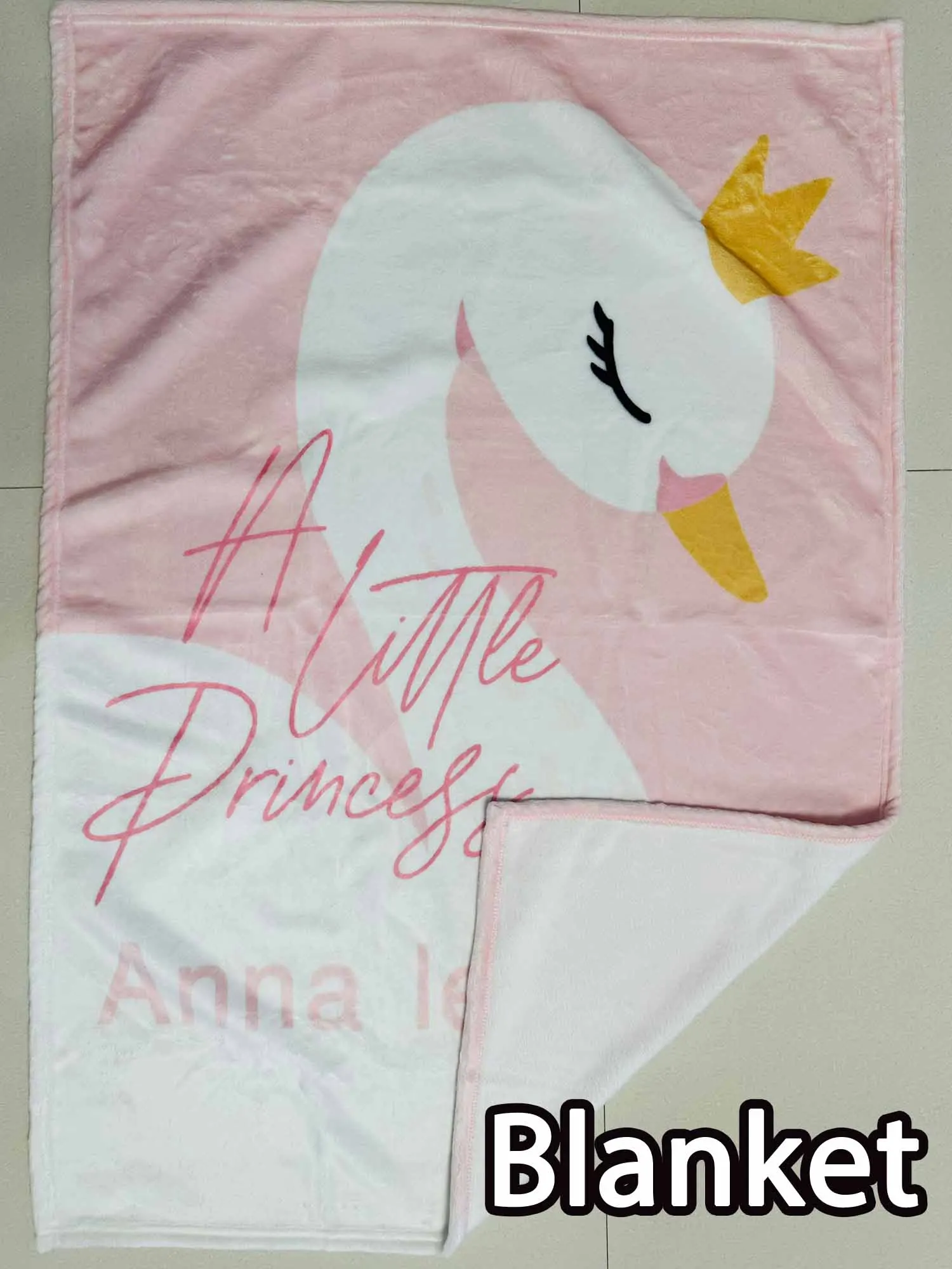 LVYZIHO-juego de sábanas de cuna de cisne rosa, juego de cama con nombre personalizado, regalo para Baby Shower - imagen 4