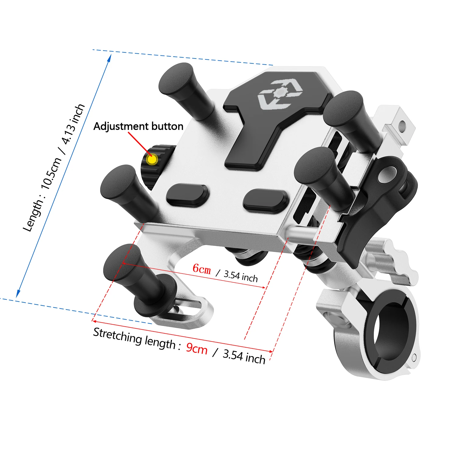 Soporte de teléfono para motocicleta, aleación Universal, absorción de golpes, soporte de navegación para manillar de bicicleta, 360 °   Soporte giratorio ajustable - imagen 3
