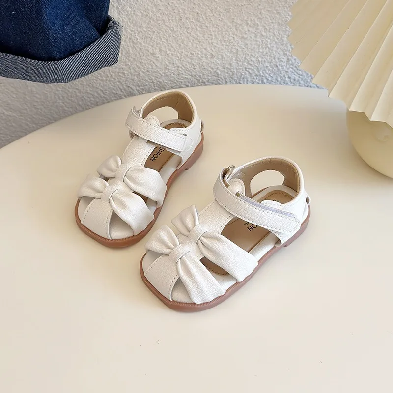 Sandalias infantiles antideslizantes con lazo y suela flexible para niña - imagen 4
