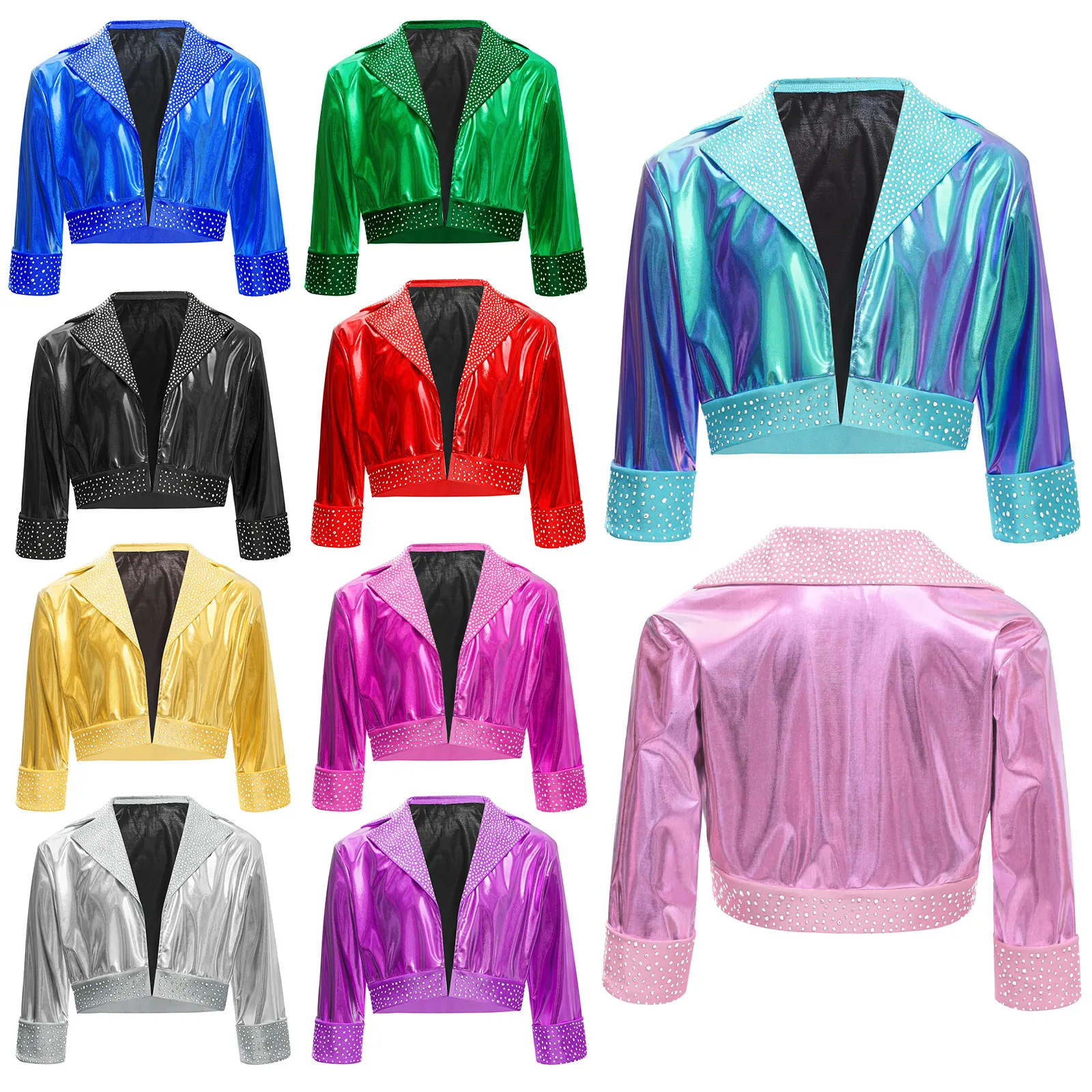 Chaqueta metálica baile Jazz Hip Hop niña – Manga larga strass - imagen 5