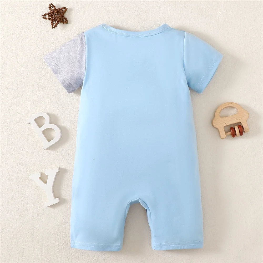 Pelele de manga corta para niño pequeño, Mono de bloque de Color a la moda, estilo de Casa de ocio, ropa de verano para niño de 1 a 24 meses - imagen 5