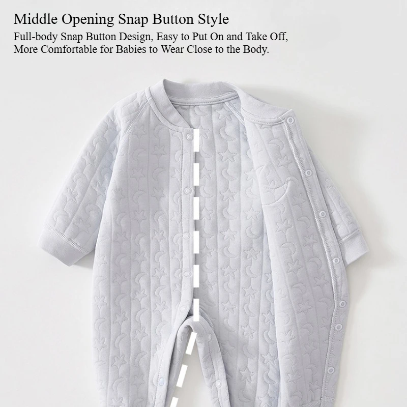 Mono Unisex de algodón puro para bebé, mono bonito con diseño de estrella y Luna para otoño e invierno, pelele cálido de manga larga para bebé - imagen 3