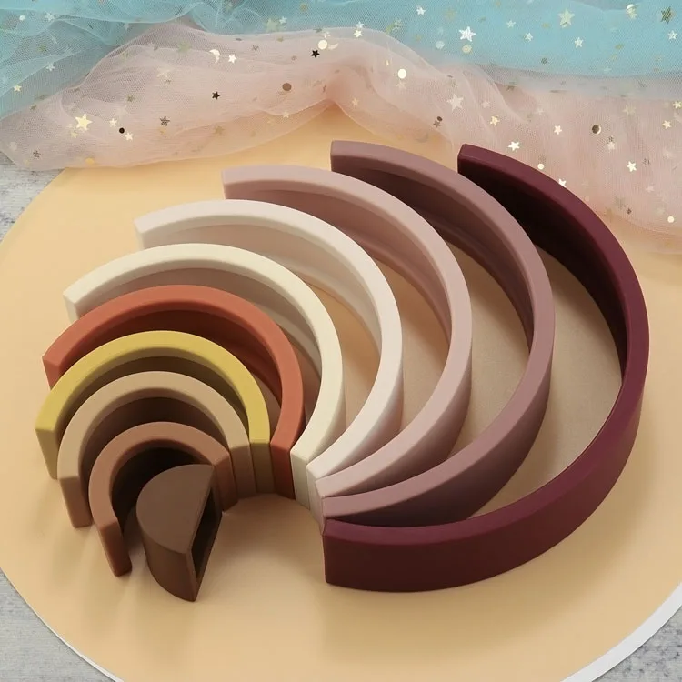10 unids/set de juguetes apilables de arcoíris para niños, apilador de arcoíris de silicona, bloques Montessori, juguete de rompecabezas sensorial creativo a juego - imagen 3