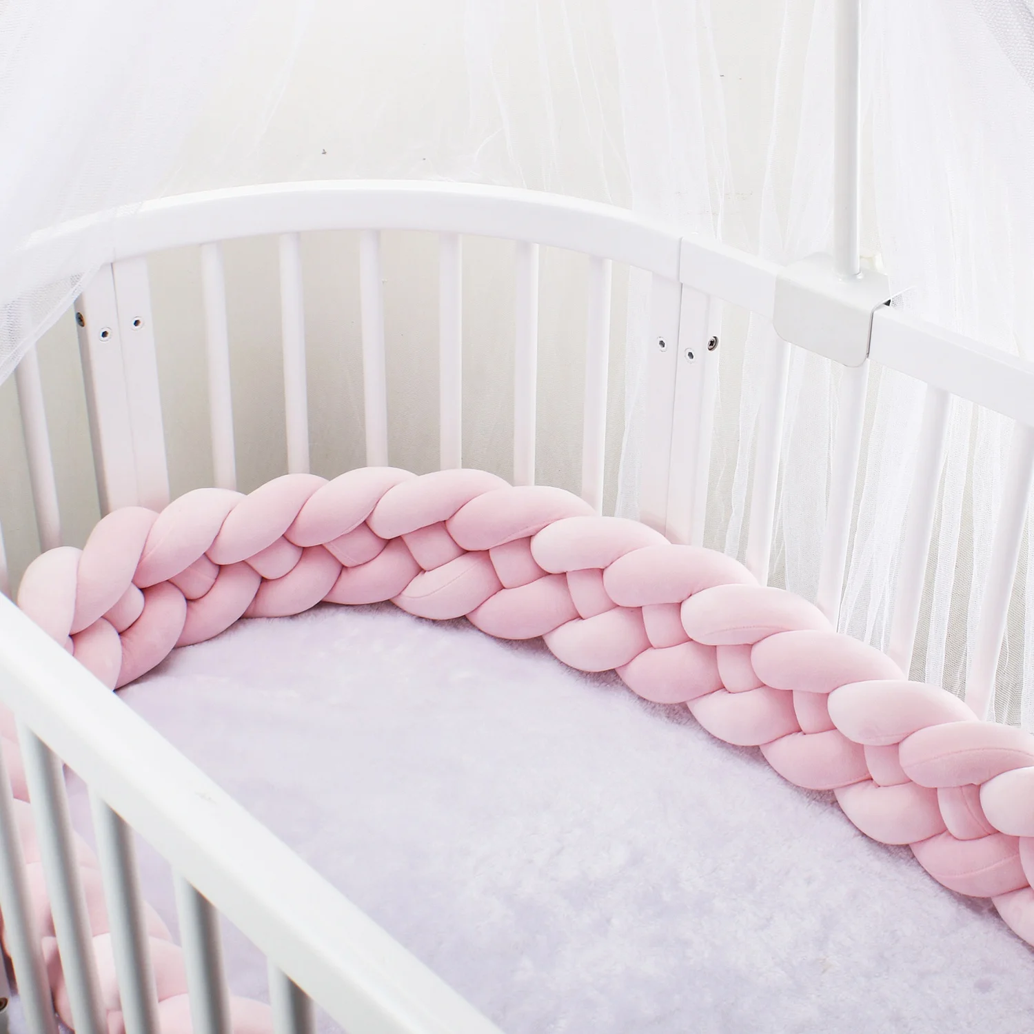 Parachoques para cuna de bebé de 2M/3M/3,6 M, Protector para cuna de bebé, cojín tejido de felpa para cuna infantil para recién nacidos, parachoques para cama, decoración de habitación - imagen 3