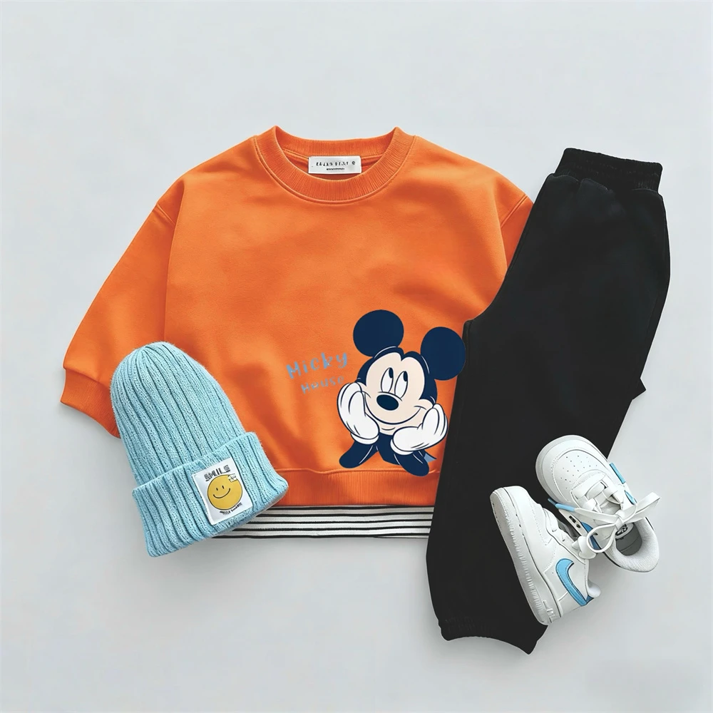 2-6Years Old Boys Girls Costume Cartoon Sweatshirts Black Pants Two Piece Outer Wear Long-sleeved Tracksuits Cute Tops+Pants - imagen 2