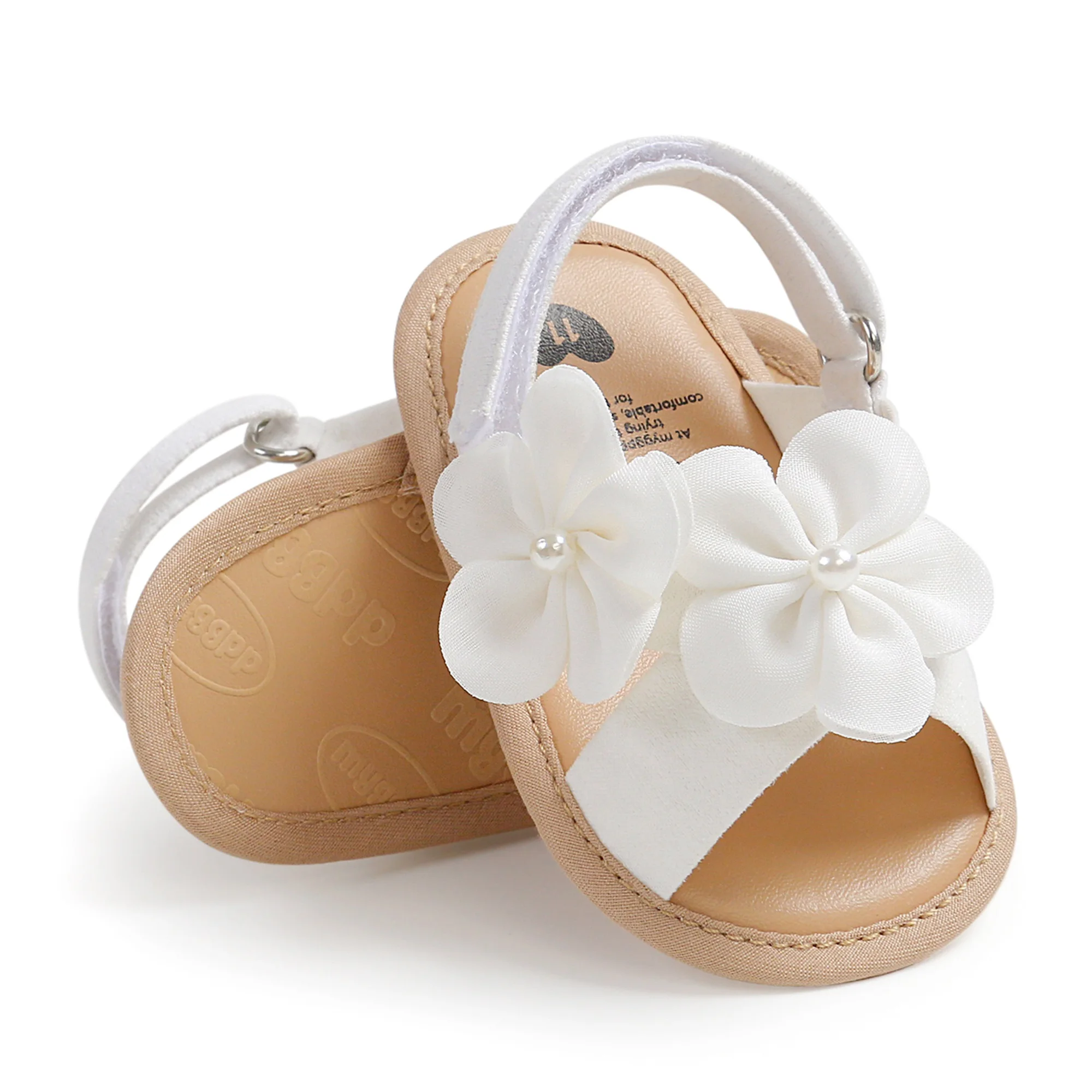 SUNSIOM Sandalias de verano para niñas de 0 a 18 meses, bonitos zapatos planos con flores grandes, suela antideslizante, zapatos para primeros pasos