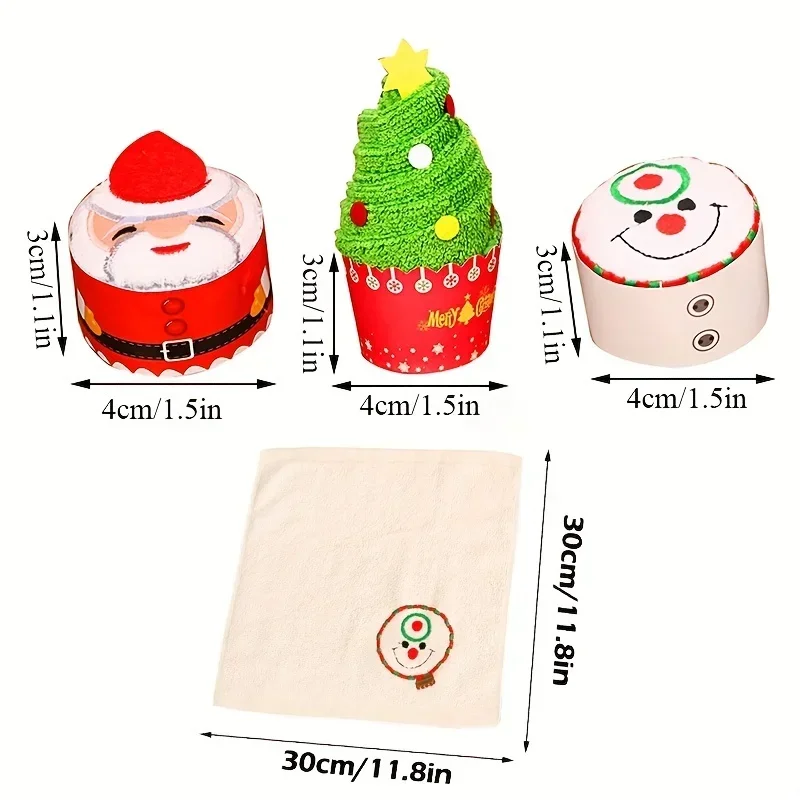 Toallas navideñas para modelado de pasteles, toallas de mano, Papá Noel, muñeco de nieve, árbol de Navidad bordado, decoración del hogar, cocina, baño interior - imagen 2