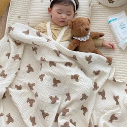 Toalla de baño para bebé – Muselina algodón oso transpirable cochecito