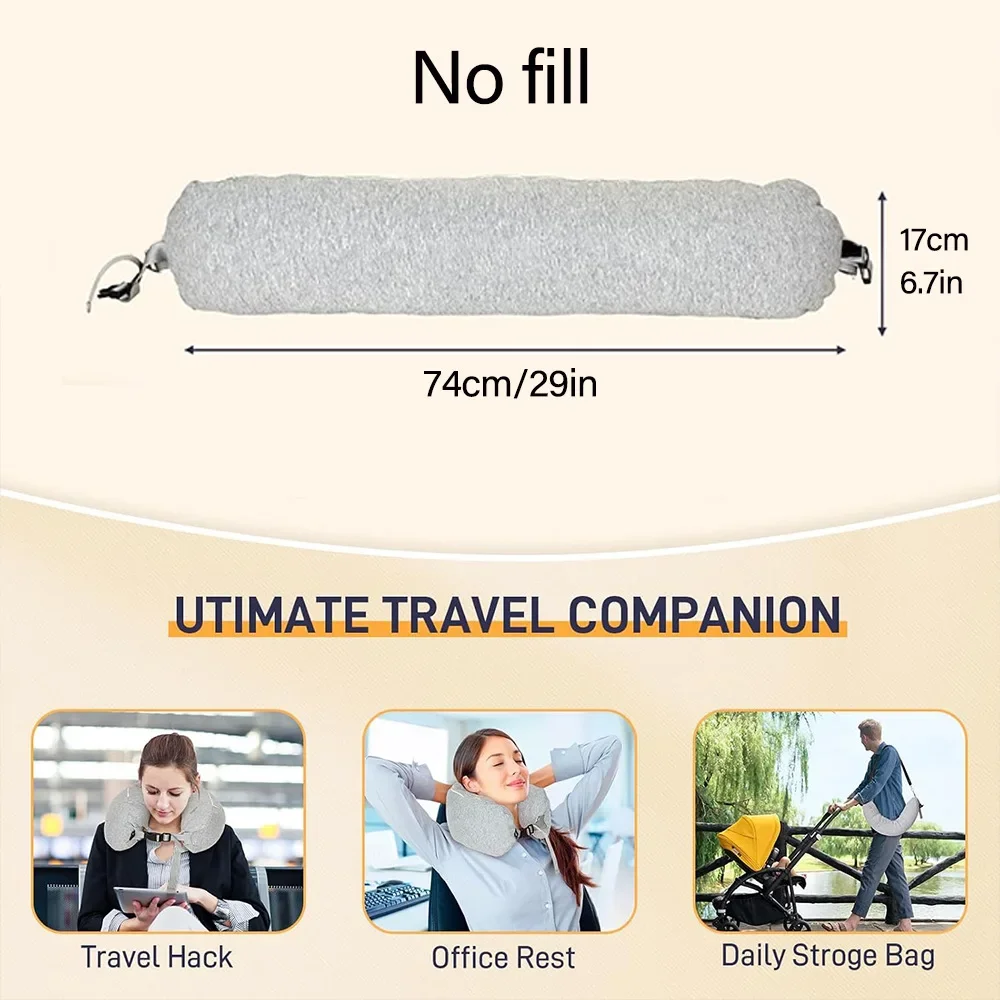 Almohada de viaje con bolsa de almacenamiento, soporte ajustable para el cuello de poliéster, cómoda y liviana. - imagen 2