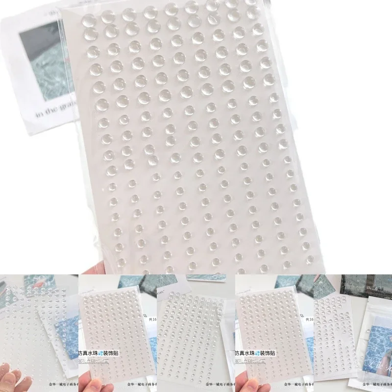 162 Uds. Pegatinas de cuentas de agua transparentes para funda de teléfono, álbum de recortes, diario, tarjetas fotográficas, Material de decoración DIY, parche artesanal - imagen 2