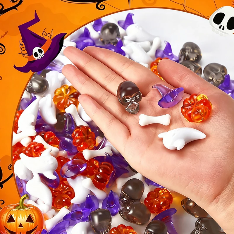 Modelo en miniatura de Halloween, 12/24/36/48 Uds., Mini adorno decorativo de calavera fantasma y calabaza, accesorio DIY, regalo de Carnaval para fiesta ZYF - imagen 5