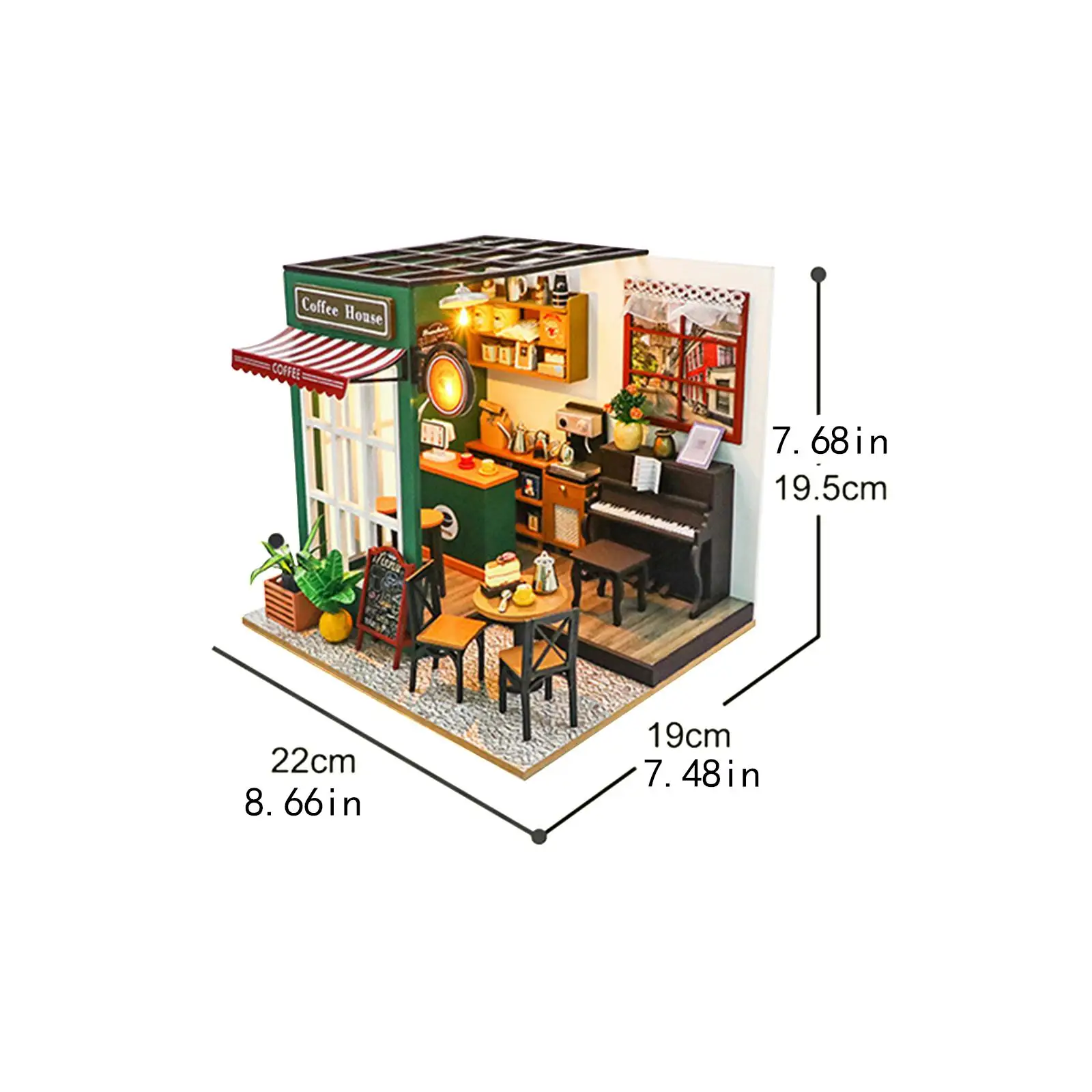 DIY Miniature Dollhouse Kits with Furniture Coffee Shop for Family Mother